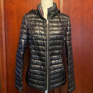 Kate Spade Black Packable Zip Up Hooded Down Jacket M